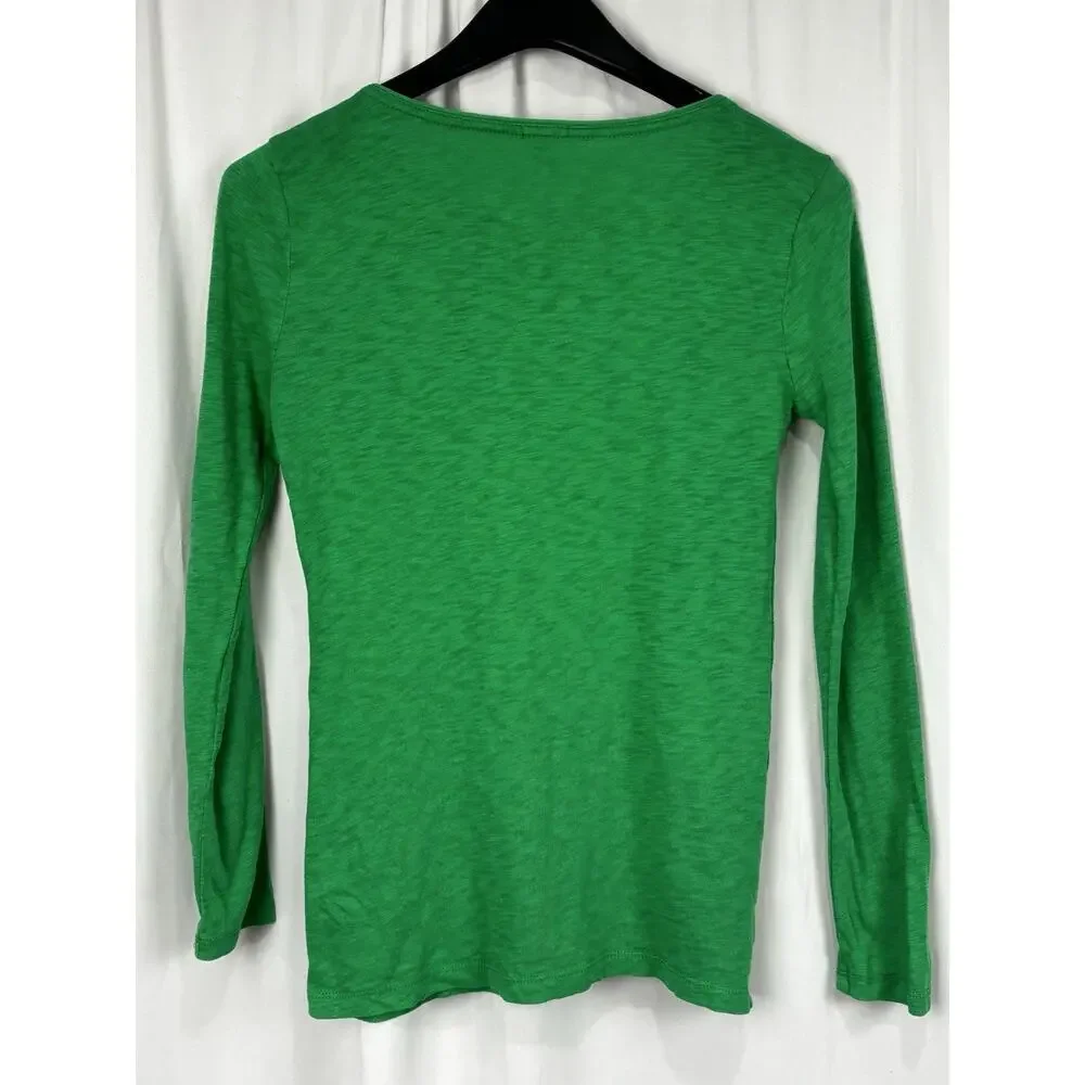 J.crew Cotton Button Detail Long Sleeve Shirt Women’s Size XS Green Cotton